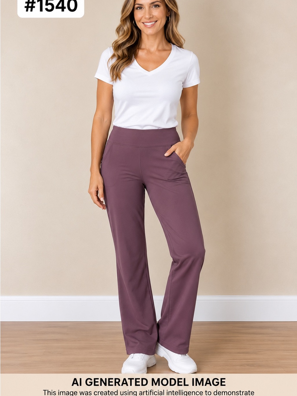 HALARA Wide-Leg Pull-On Pants in Plum Size XL